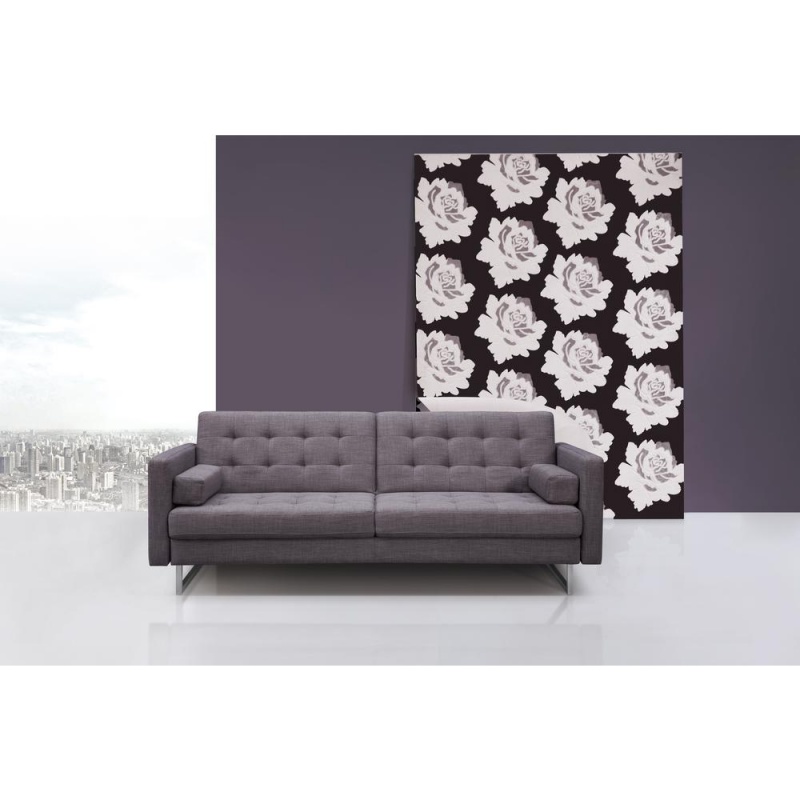 Giovanni Sofa Bed Gray Fabric Stainless Steel Legs