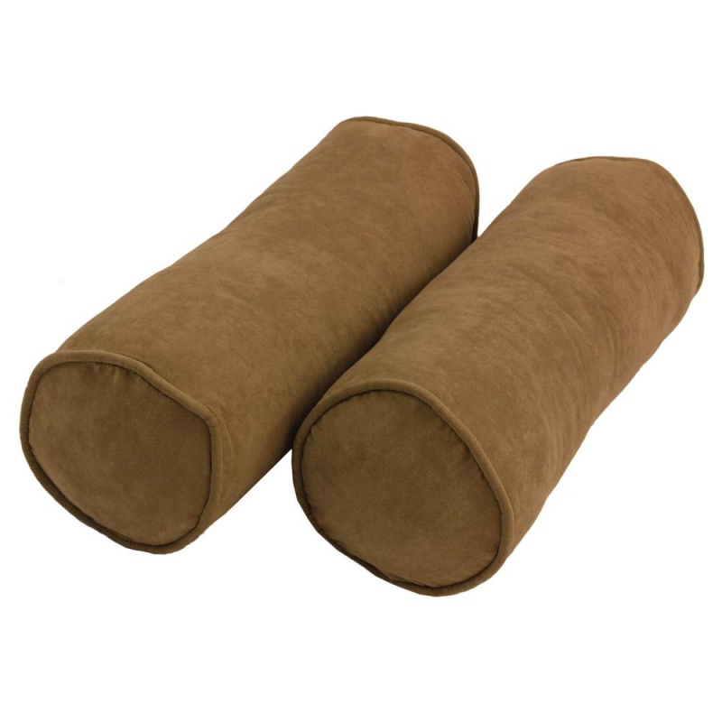 20-Inch By 8-Inch Double-Corded Solid Microsuede Bolster Pillows With Inserts (Set Of 2) 9814-Cd-S2-Ms-Sb
