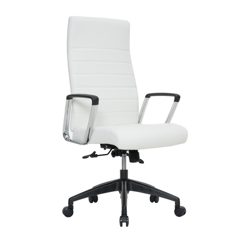 Leisuremod Hilton Modern High-Back Leather Office Chair, White
