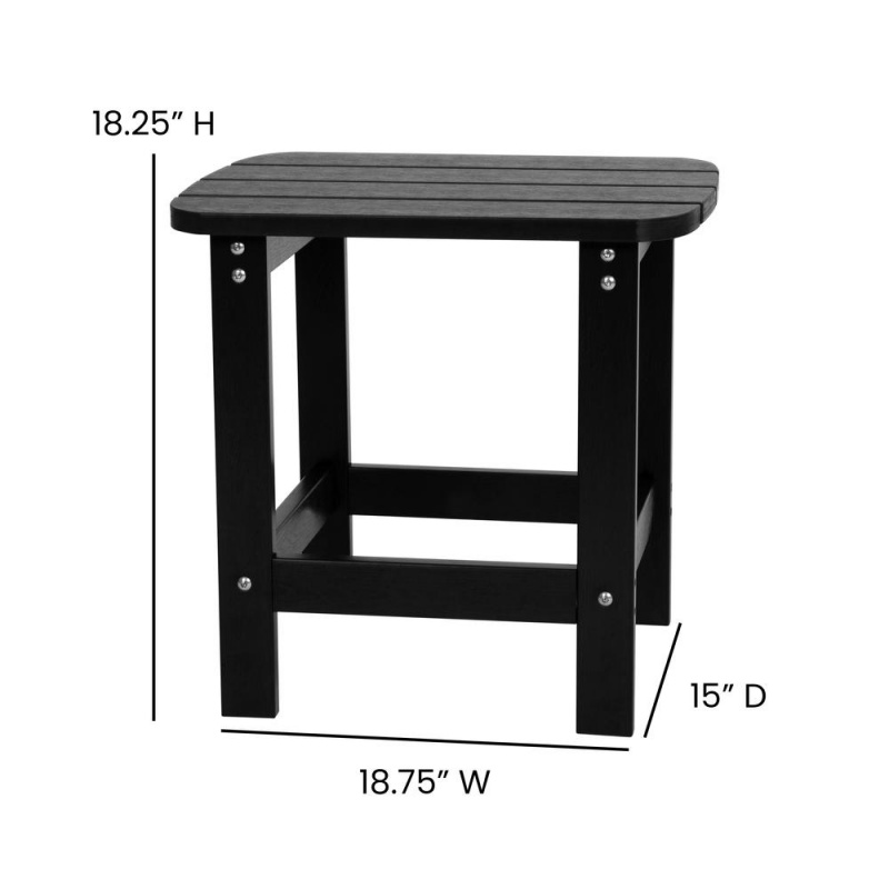 Charlestown All-Weather Poly Resin Wood Adirondack Side Table In Black