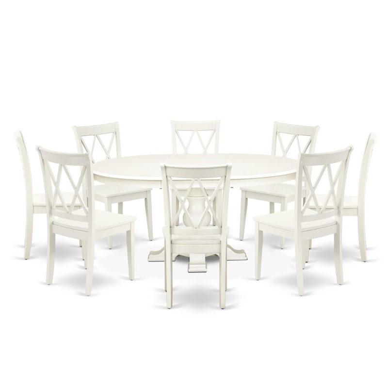 9-Piece Modern Dining Set, Linen White