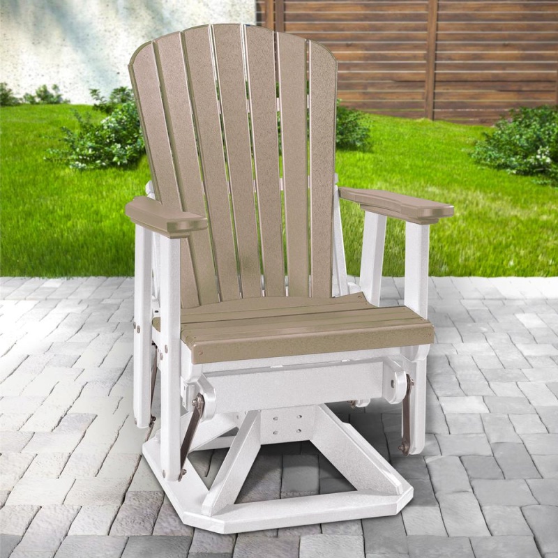 Os Home And Office Model 510Wwwt Fan Back Swivel Glider In Weatherwood With A White Base, Made In The Usa