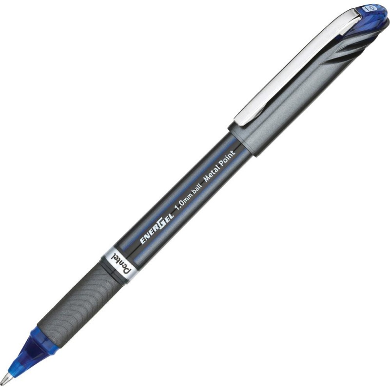 Energel Energel Nv Liquid Gel Pens - Bold Pen Point - 1 Mm Pen Point Size - Blue Gel-Based Ink - Gray Barrel - Metal Tip - 1 Dozen