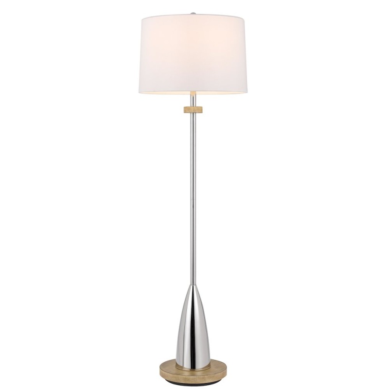 150W 3 Way Lockport Metal Floor Lamp With Rubber Wood Base