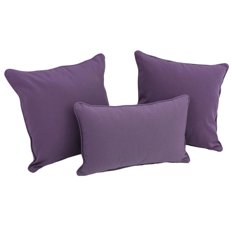 Double-Corded Solid Twill Throw Pillows With Inserts (Set Of 3), Grape