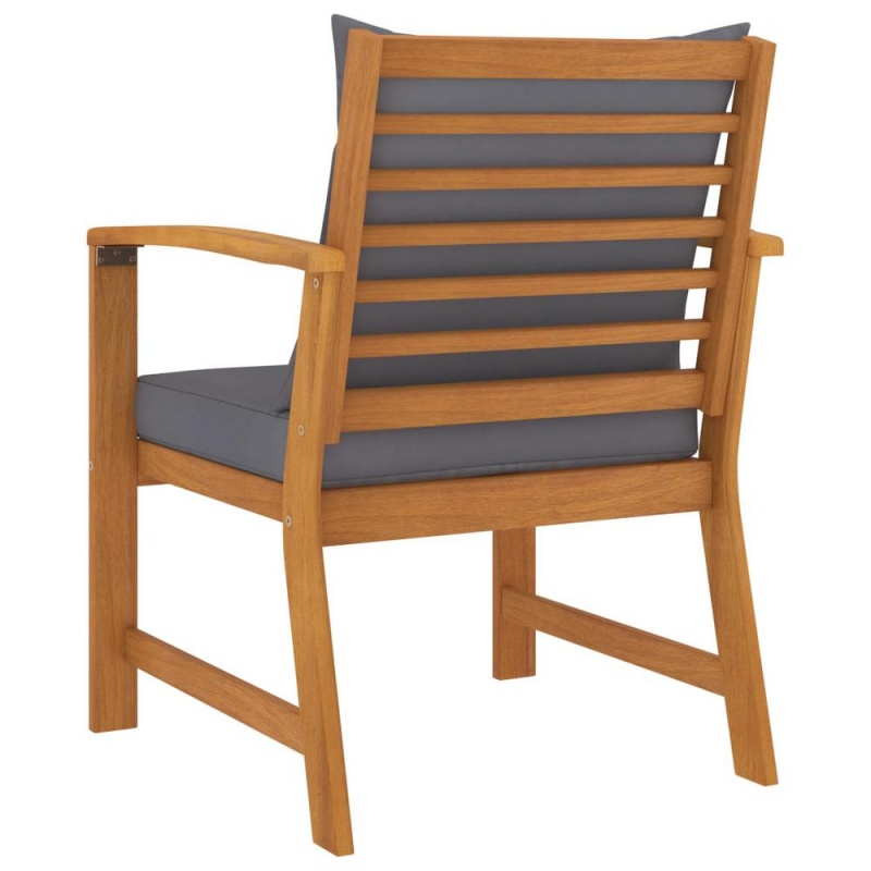 Vidaxl Garden Chairs 2 Pcs With Dark Gray Cushion Solid Acacia Wood 1832