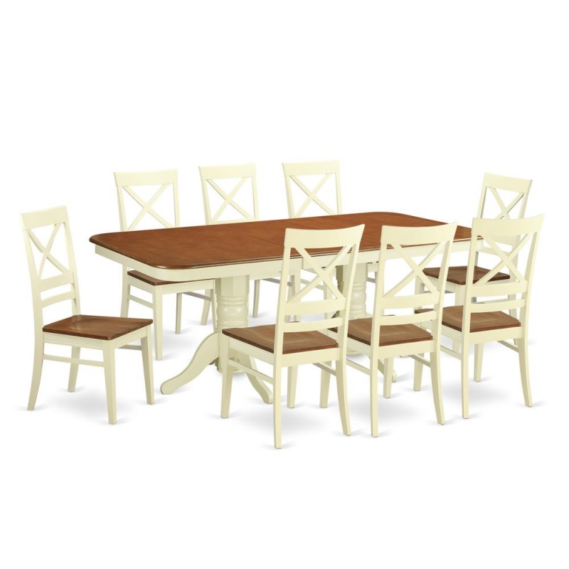 9 Pc Dining Room Set For 8- Dinette Table And 8 Dining Chairs