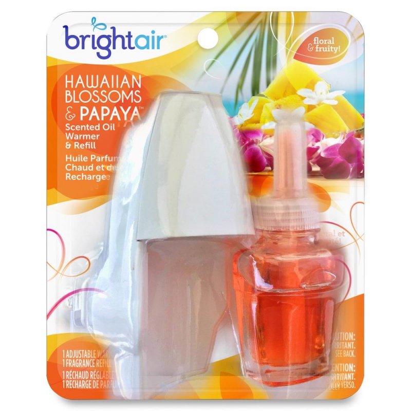 Bright Air Hawaiian Scented Oil Warmer Combo - Oil - 0.7 Fl Oz (0 Quart) - Hawaiian Blossom, Papaya - 45 Day - 8 / Carton - Long Lasting