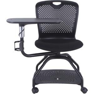 Lorell Student Training Chair - Fabric Seat - Plastic Back - Four-Legged Base - Black - 1 Each