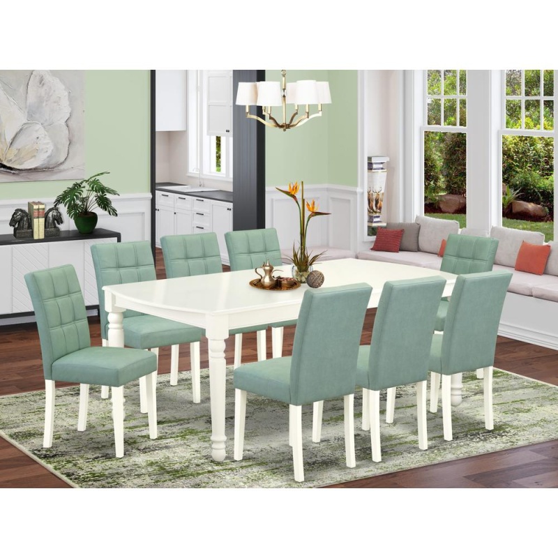 9 Piece Mid Century Modern Dining Table Set