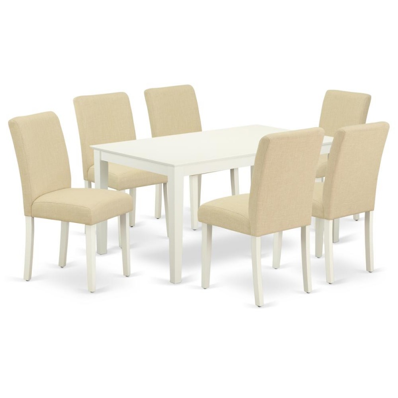 Dining Room Set Linen White, Caab7-Lwh-02
