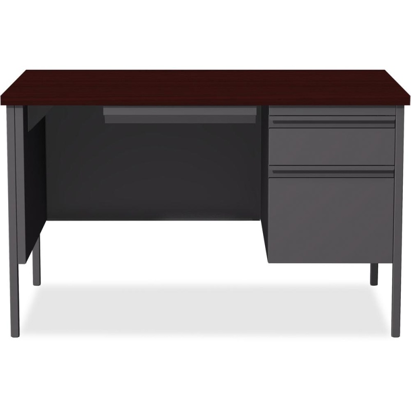 Lorell Fortress Series 48" Right Single-Pedestal Desk - For - Table Toplaminated Rectangle, Mahogany Top - 30" Table Top Length X 48" Table Top Width X 1.13" Table Top Thickness - 29.50" Height - Asse