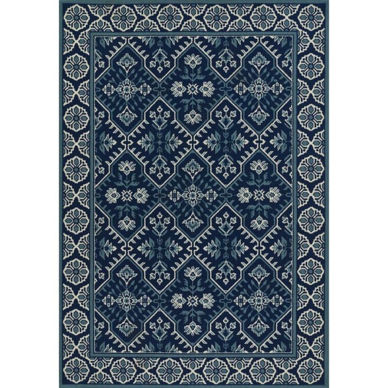 Transitional Rectangle Area Rug, Navy, 8'6" X 13'