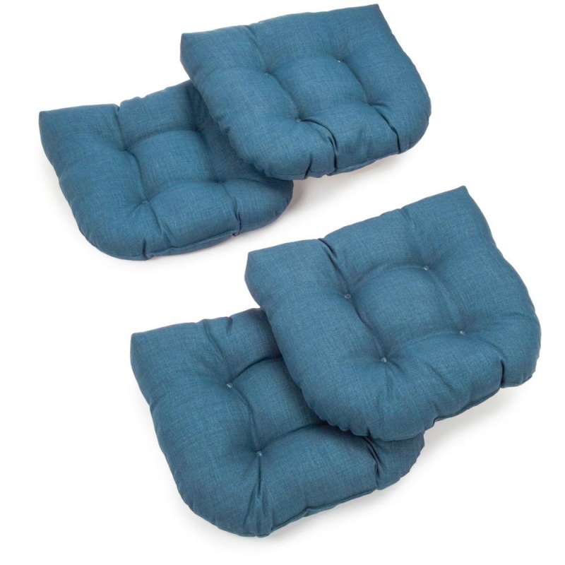 19-Inch U-Shaped Spun Polyester Outdoor Tufted Dining Chair Cushions (Set Of 4)