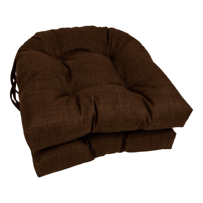16-Inch Spun Polyester Solid Outdoor U-Shaped Tufted Chair Cushion