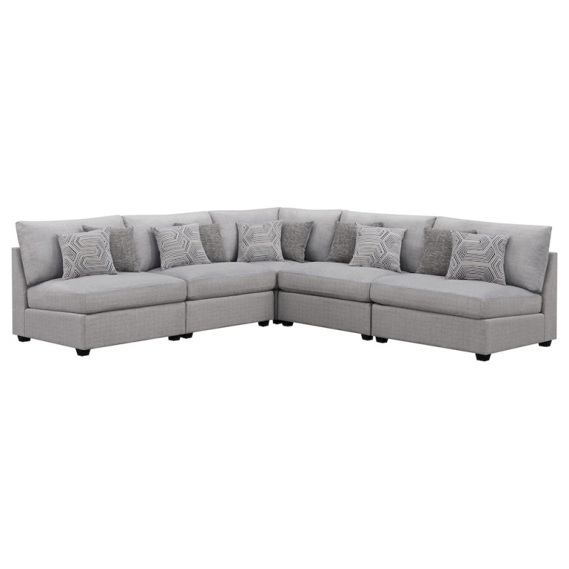 Cambria 5-Piece Upholstered Modular Sectional Sofa Grey