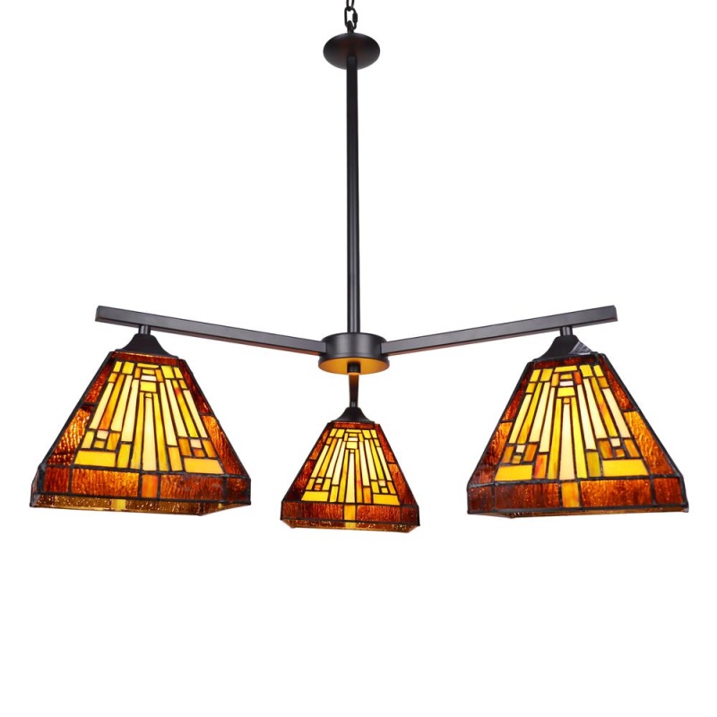Chloe Lighting Innes Mission Tiffany-Style Blackish Bronze 3 Light Mini Chandelier 27" Wide
