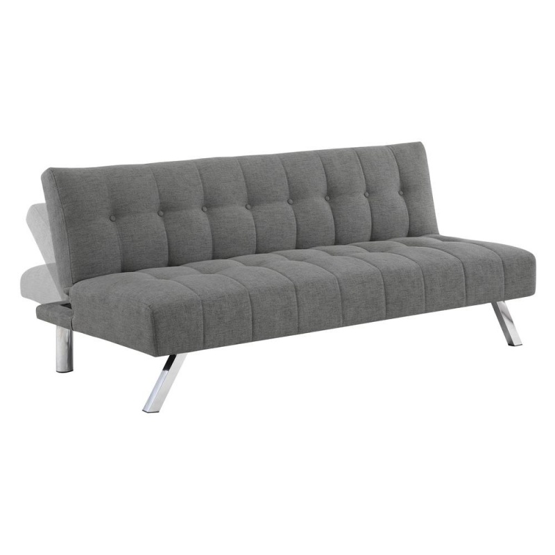 Sawyer Futon In Grey Fabric With Stainless Steel Legs