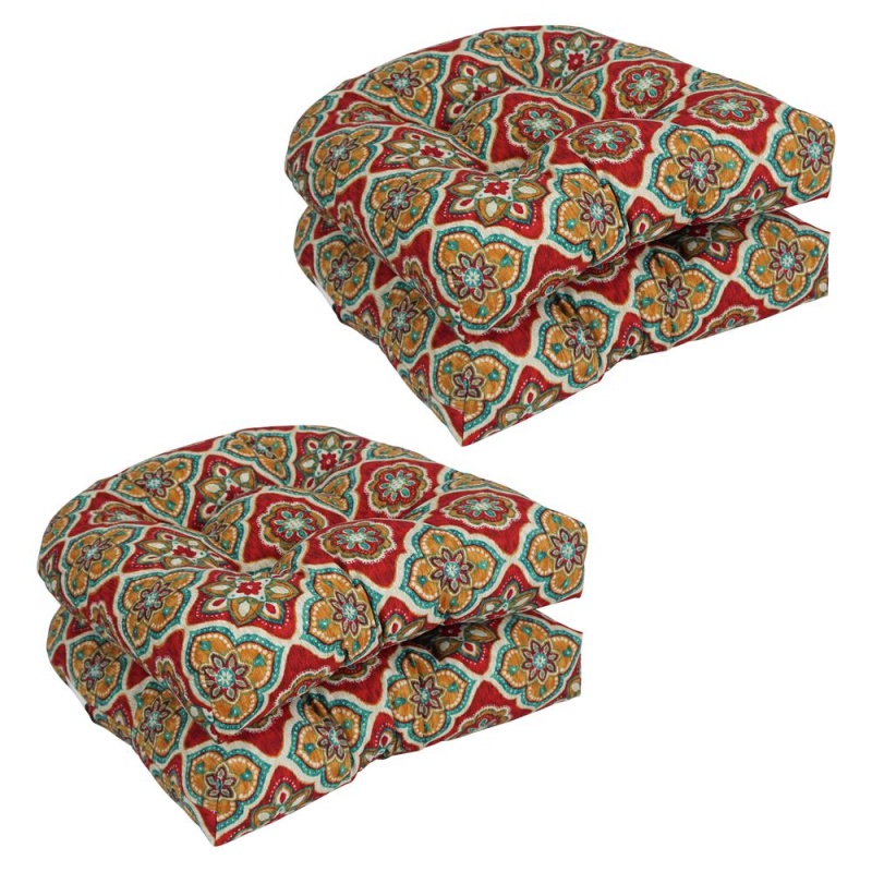 Blazing Needles 19-Inch U-Shaped Patterned Tufted Dining Chair Cushions (Set of 4)