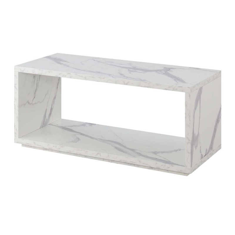 Northfield Admiral Coffee Table With Shelf, White Faux Marble