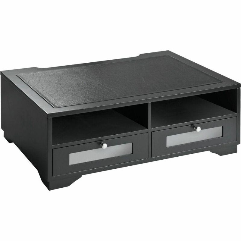 Victor 1130-5 Midnight Black Printer Stand - 2 X Shelf(Ves) - 7.8" Height X 21.8" Width X 15.3" Depth - Desktop - Matte - Wood, Glass - Black