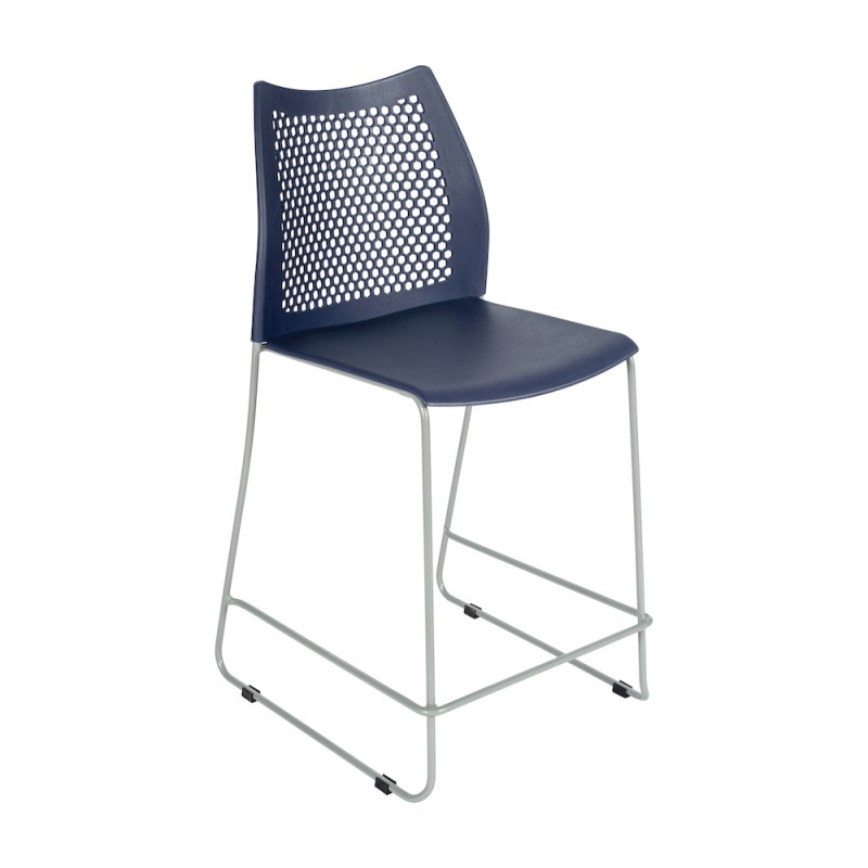 Navy Stack Counter Stool with Air-Vent Back