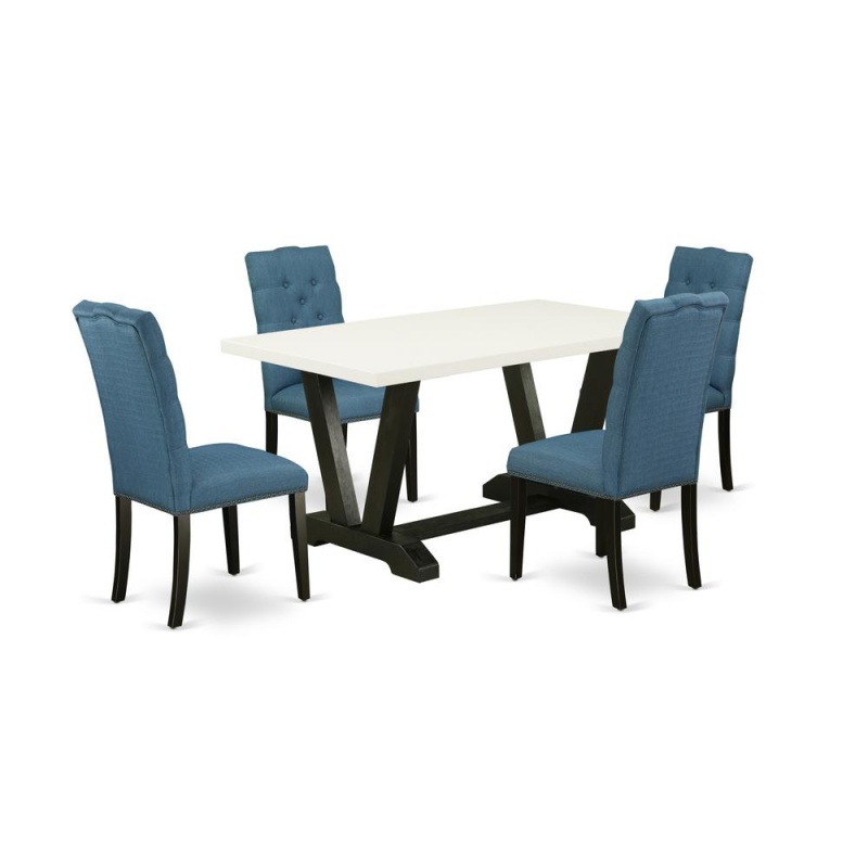 East West Furniture 5-Piece Rectangular Dining Room Table Set