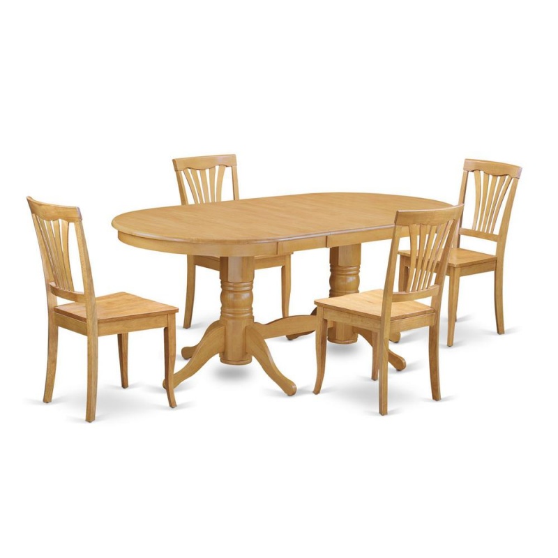 5 Pc Dining Room Set Dining Table With Leaf And 4 Dining Chairs