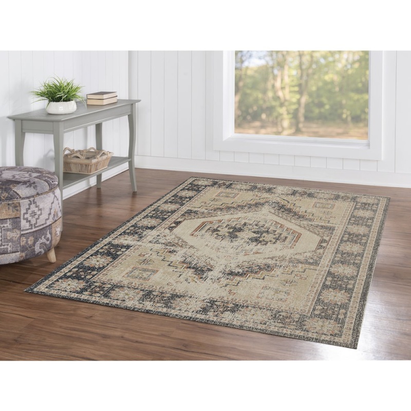 Great Zero Stiles Ivory & Navy 5X7.6 Rug