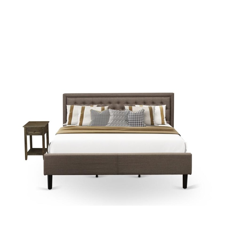 2 Pc King Bedroom Set with Wooden Nightstand