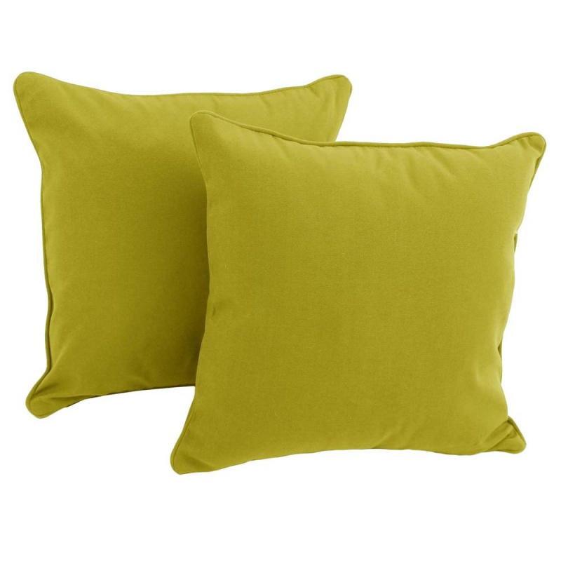 18-Inch Double-Corded Solid Twill Square Throw Pillows With Inserts (Set Of 2), Mojito Lime