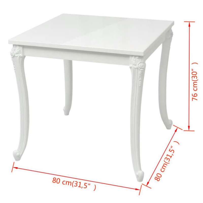 Vidaxl Dining Table 31.5"X31.5"X30" High Gloss White