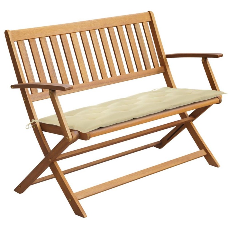 Vidaxl Garden Bench With Cushion 47.2" Solid Acacia Wood 4256