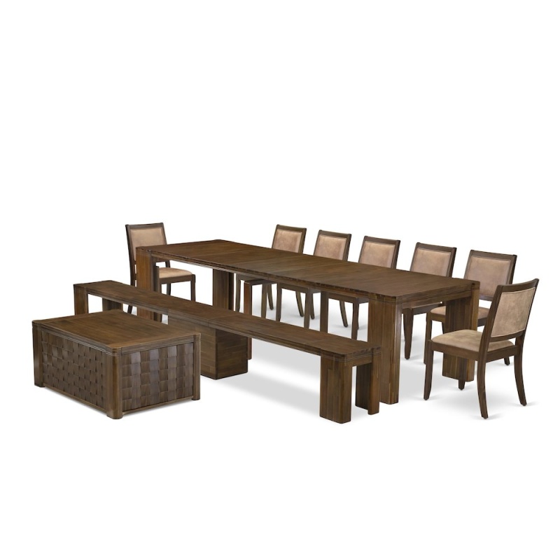 10 Pieces Extendable Dining Set with Rectangle Kitchen Table