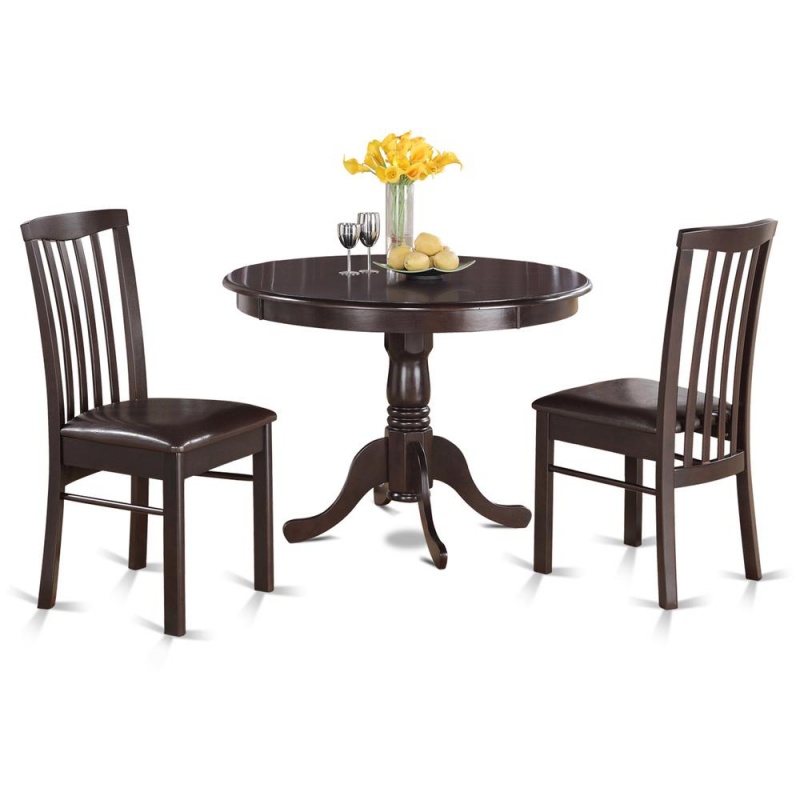 3 Pc Kitchen Nook Dining Set-Round Kitchen Table- Round Table And 2 Dining Chairs