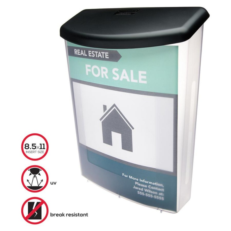 Deflecto Outdoor Literature Box - 13.1" Height X 10" Width X 4.5" Depth - Break Resistant, Water Proof - Gray - Plastic - 1 Each