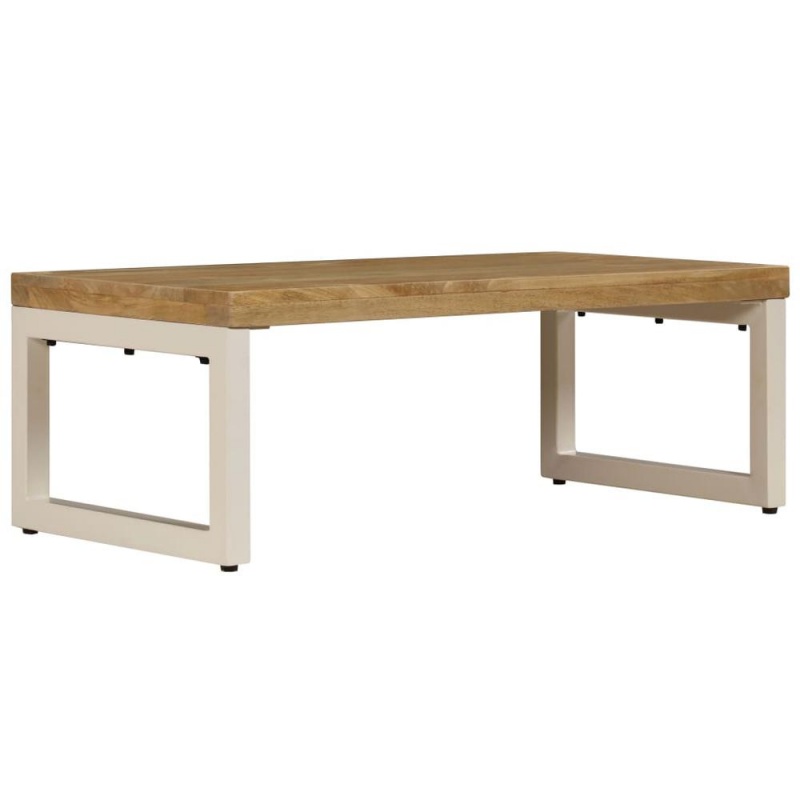 Vidaxl Coffee Table 43.3"X19.7"X13.8" Solid Mango Wood And Steel