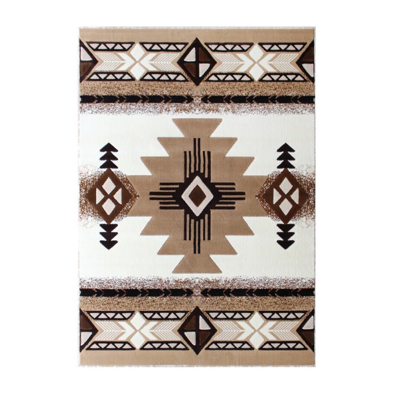 Mohave Collection 5' X 7' Ivory Traditional Southwestern Style Area Rug - Olefin Fibers With Jute Backing