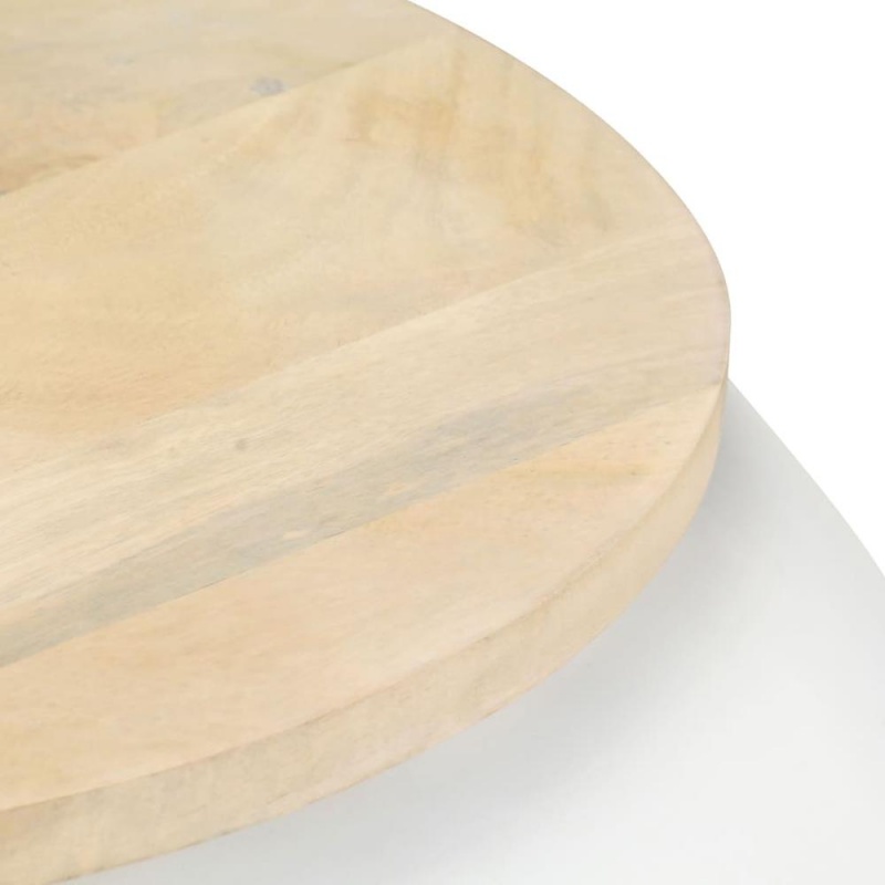 Vidaxl Coffee Table White 26.8"X26.8"X11.8" Solid Mango Wood 3535