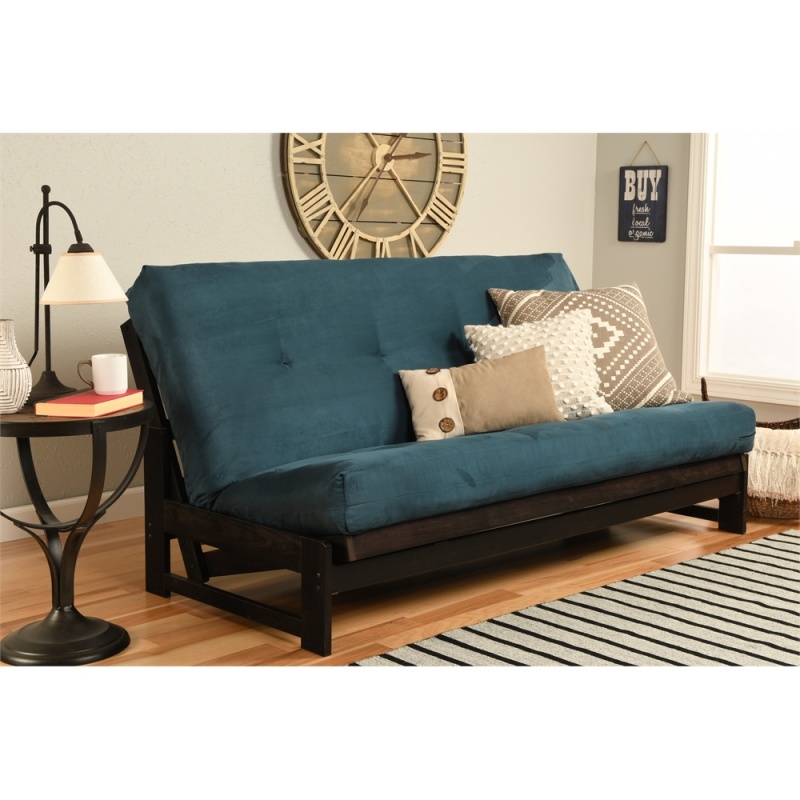 Aspen Frame-Reclaim Mocha Finish-Suede Navy Mattress
