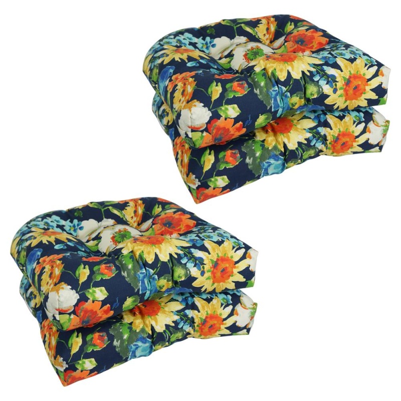 19-Inch U-Shaped Patterned Spun Polyester Tufted Dining Chair Cushions (Set Of 4) 93184-4Ch-Reo-59