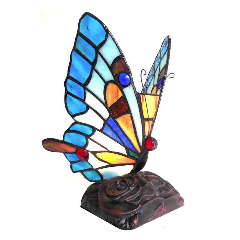 Kacy 5 Tiffany-Style Butterfly Accent Table Lamp, 9" Tall