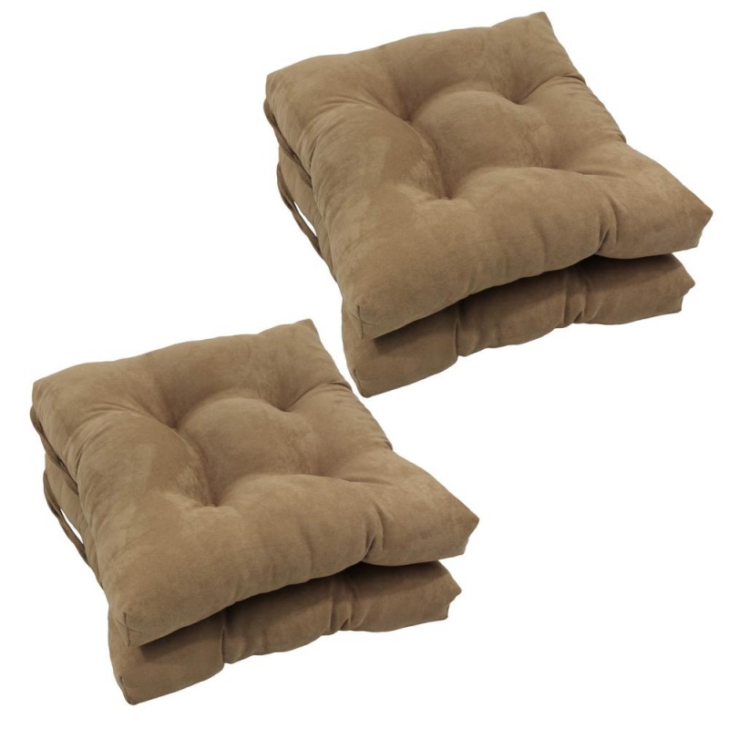 16-Inch Solid Micro Suede Square Tufted Chair Cushions (Set Of 4)