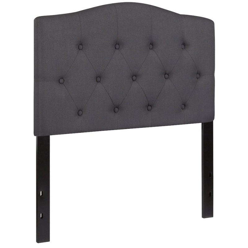Tufted Upholstered Twin Size Headboard In Dark Gray Fabric