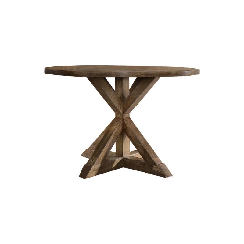 Best Master Furniture Venus 48" Round Wood Dinette Table In Antique Natural Oak