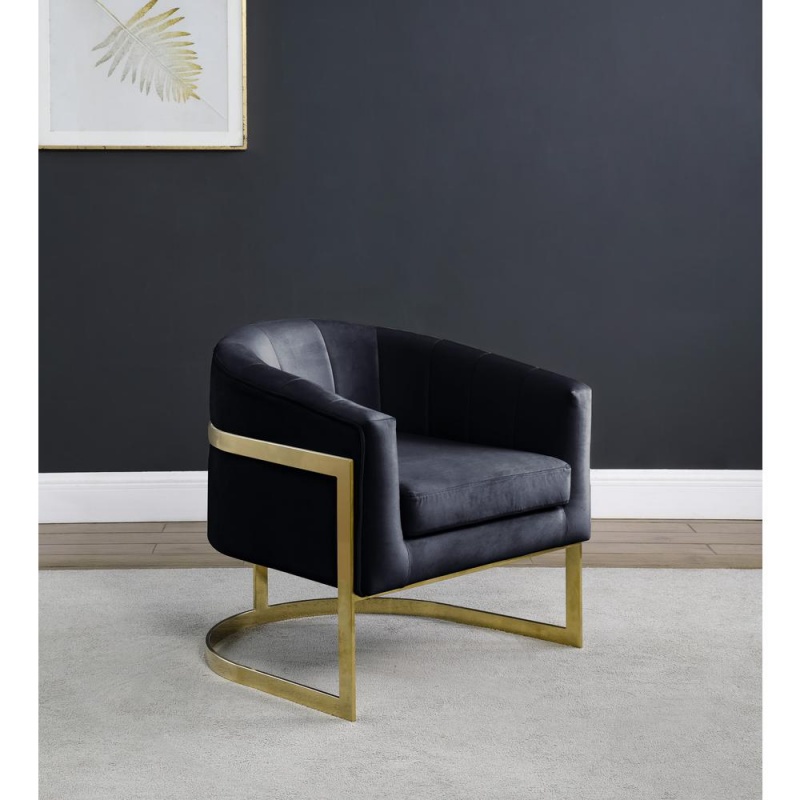 Traxmon Velvet Upholstered Accent Chair In Black