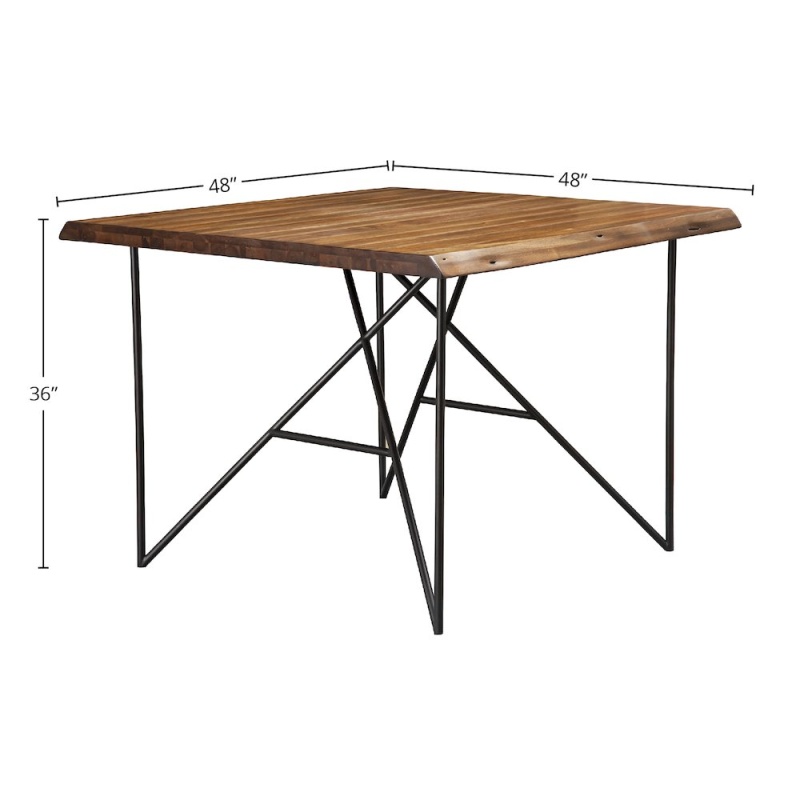 Live Edge Solid Wood Pub Table W/Metal Legs, Light Walnut