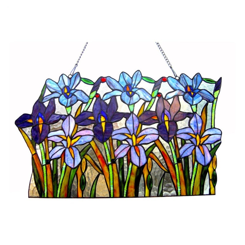 Ariana Tiffany-Glass Iris Window Pane 24' Wide
