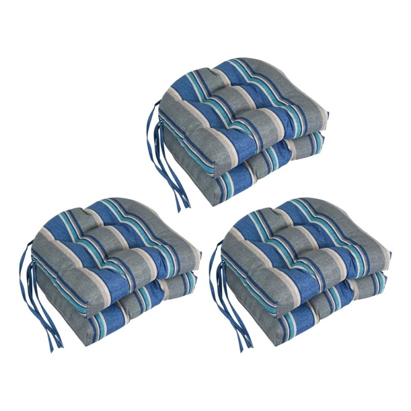 16-Inch Spun Polyester Patterned Outdoor U-Shaped Tufted Chair Cushion