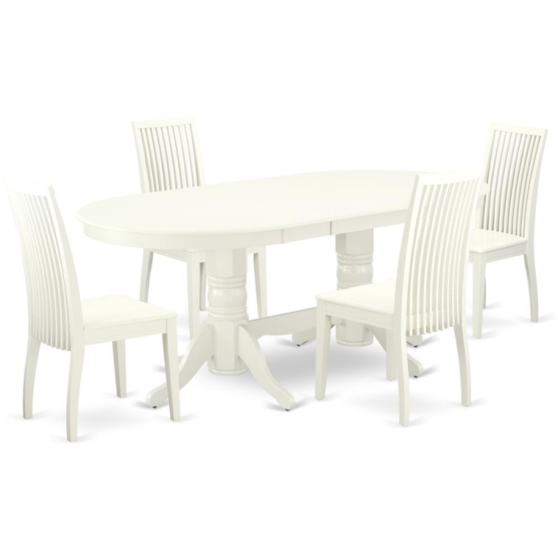 East West Furniture Dining Room Set in Linen White